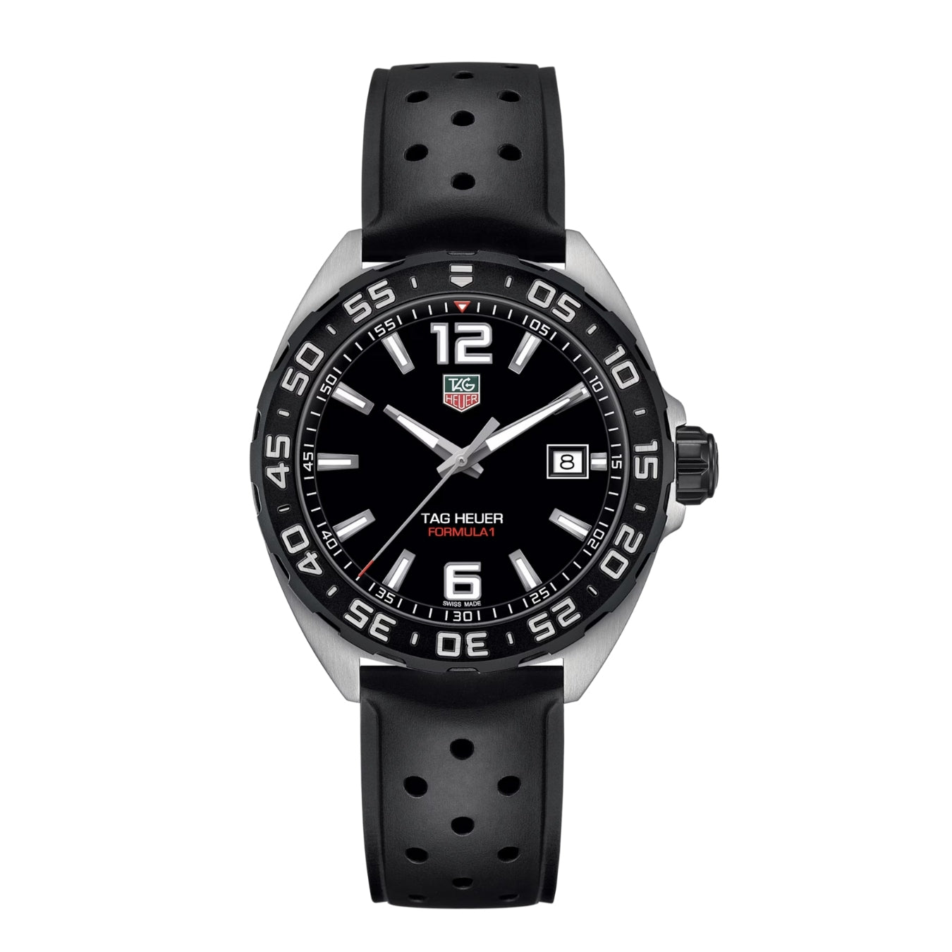 Tag Heuer Formula 1 WAZ1110.FT8023 – Men's 41mm Stainless Steel Quartz Sport Watch with Black Dial, Titanium Carbide Bezel & Rubber Strap