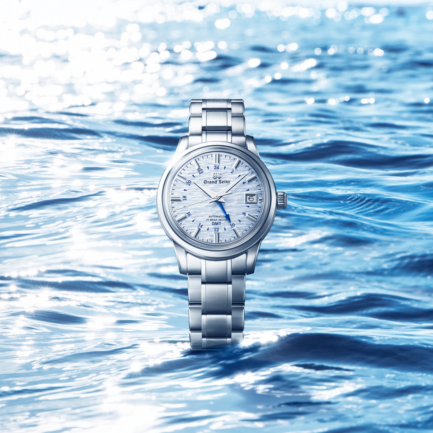 Grand Seiko Elegance 39mm Blue Dial Stainless Steel GMT Automatic Watch SBGJ249G