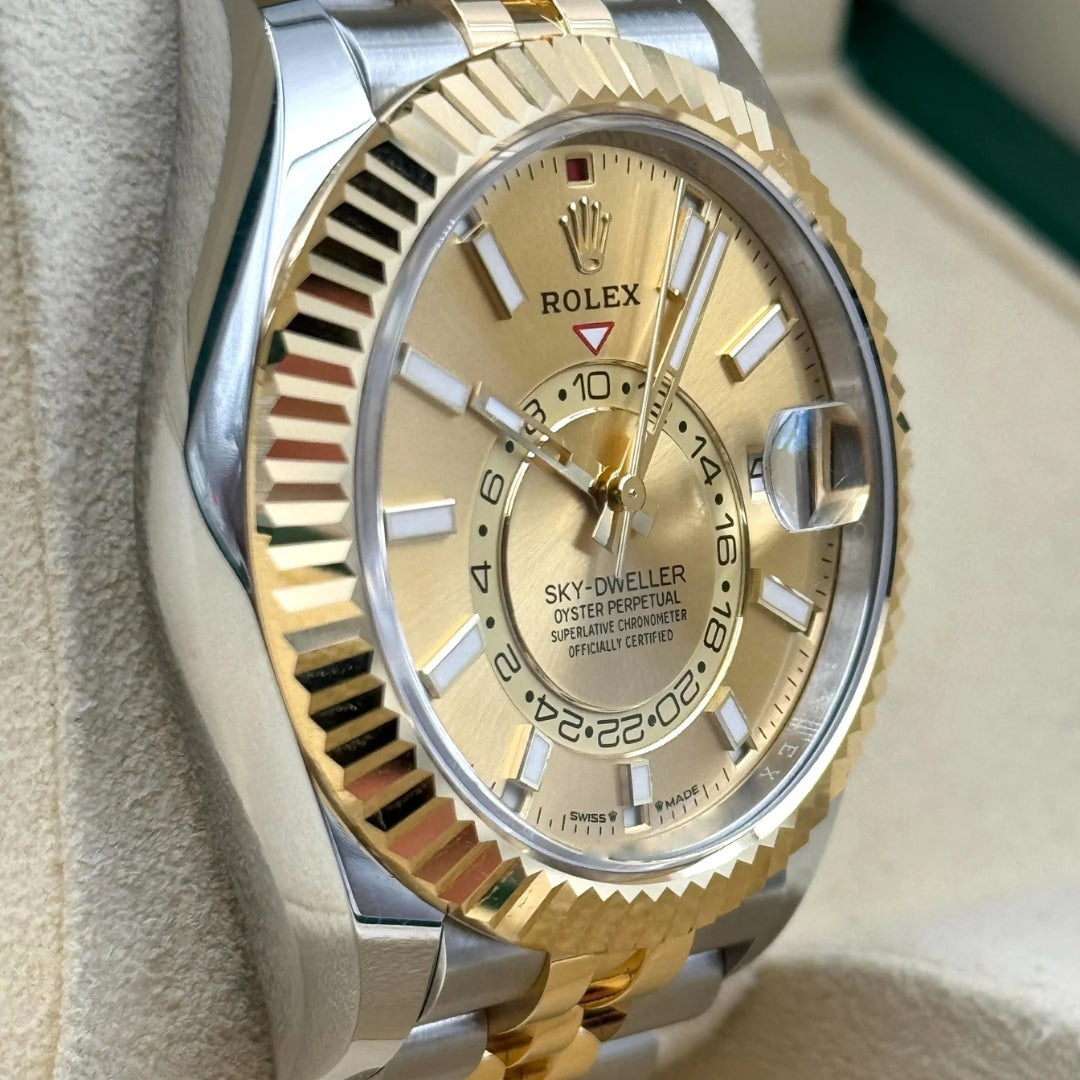 Rolex Sky-Dweller 42mm Champagne Dial 18kt Yellow Gold & Stainless Steel Jubilee Watch 336933-0002