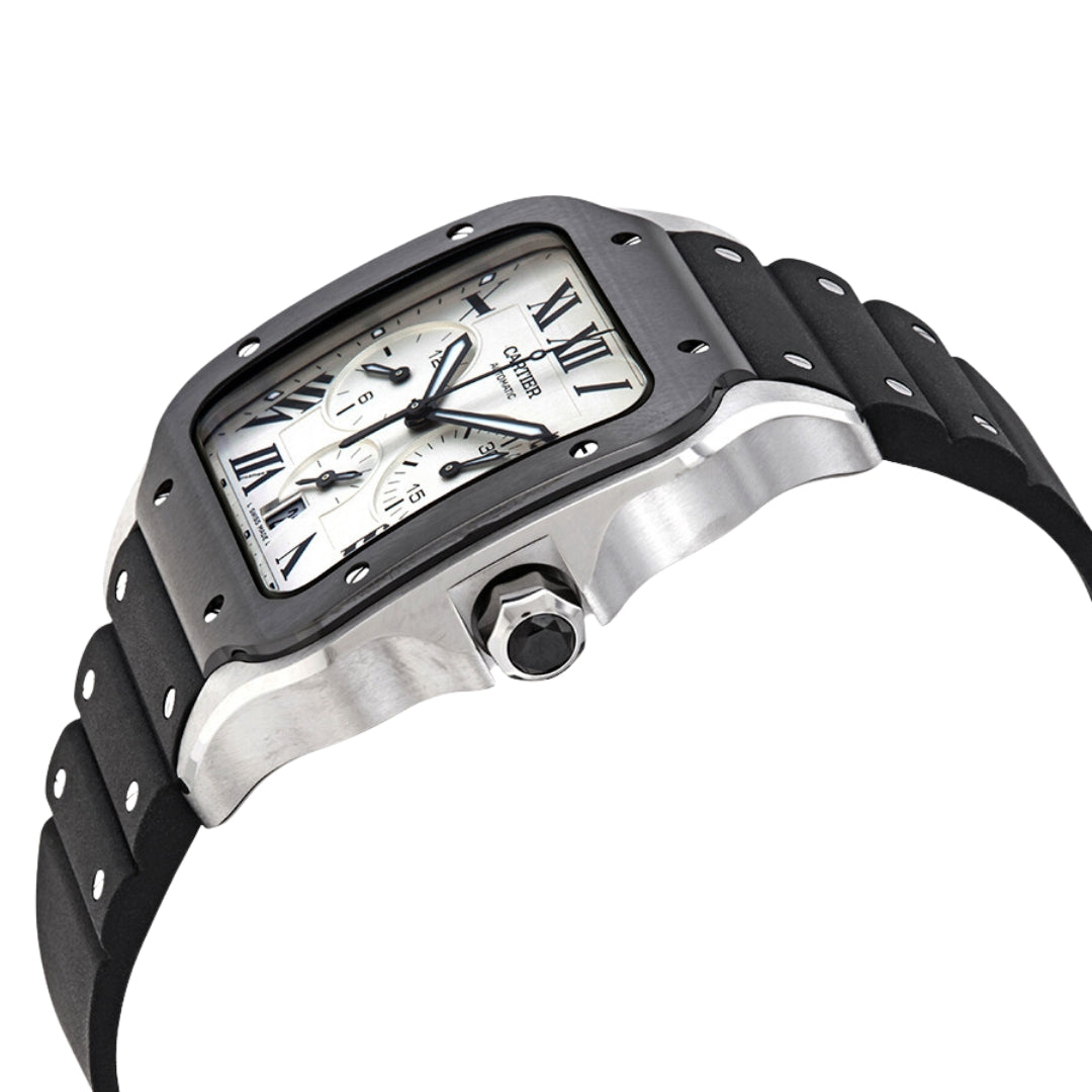 Cartier Santos XL Chronograph WSSA0017 – 43mm Automatic Men’s Watch, Silver Dial, Black ADLC Bezel
