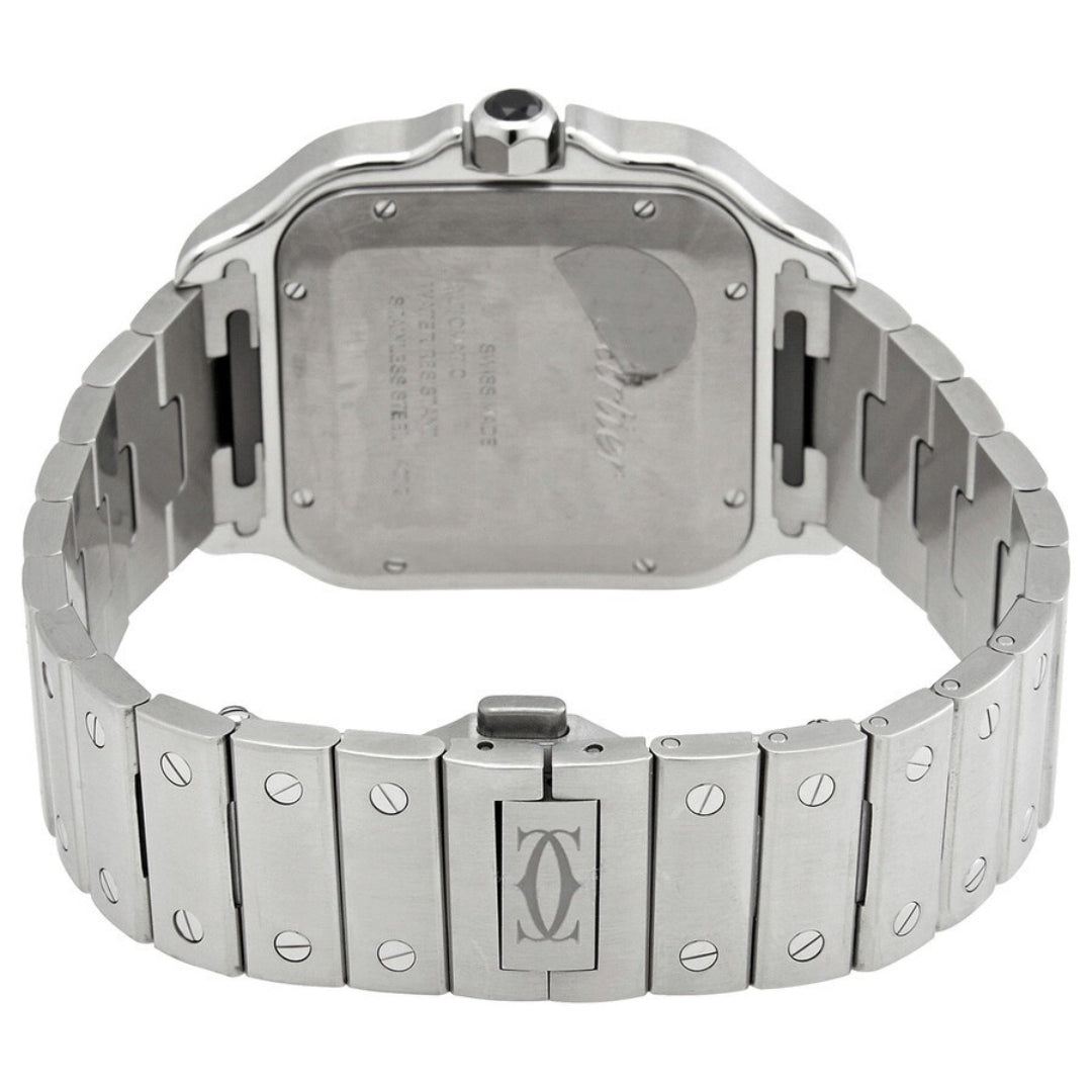 Cartier Santos WSSA0037 – 39mm Men’s Automatic Watch, Grey Dial, Black ADLC Bezel, Stainless Steel Bracelet