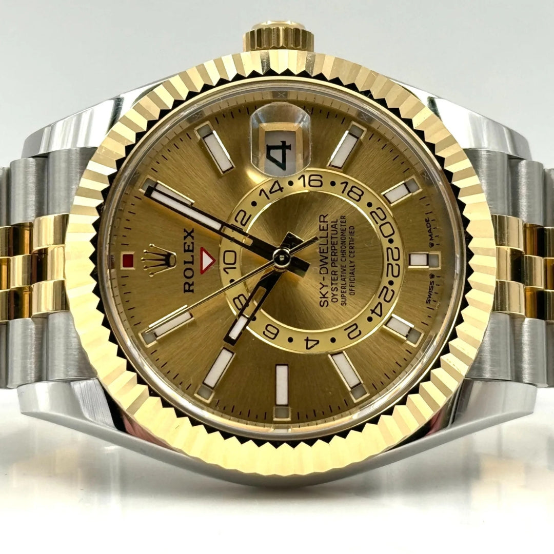 Rolex Sky-Dweller 42mm Champagne Dial 18kt Yellow Gold & Stainless Steel Jubilee Watch 336933-0002