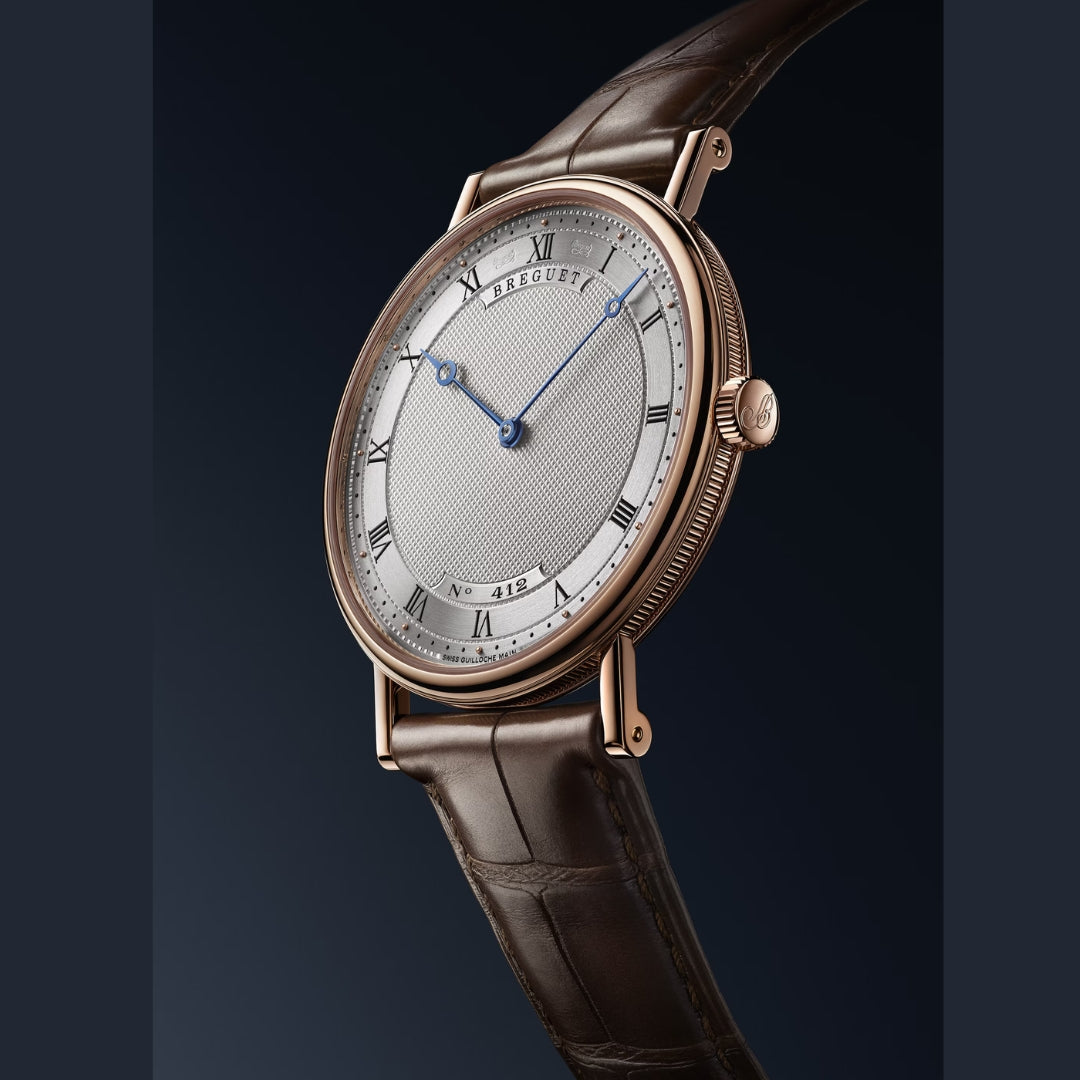 Breguet Classique 5157BR/11/9V6 Men’s 38mm Ultra-Thin Rose Gold Automatic Watch – Silver Dial, Brown Leather Strap