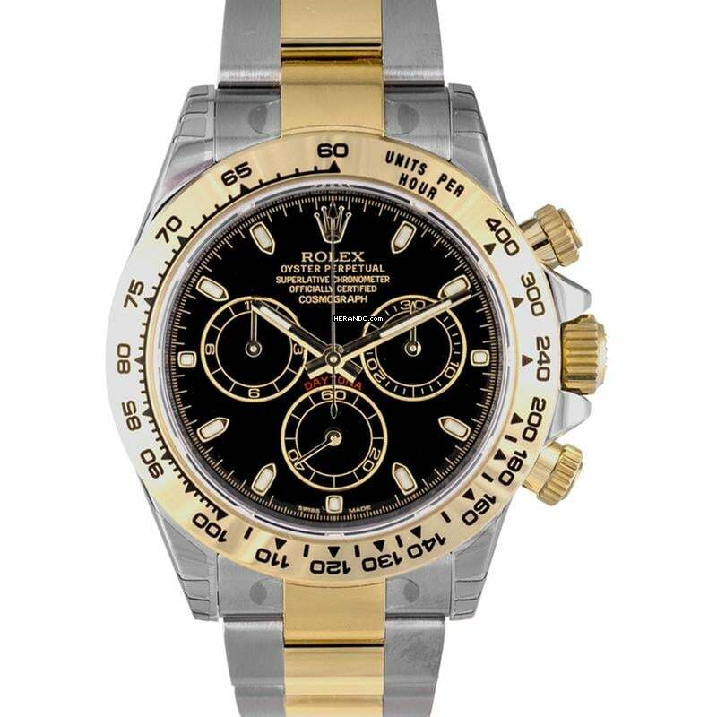 Rolex Daytona Black Dial Tachymeter Bezel Two-Tone Yellow Gold Watch 116503BKSO