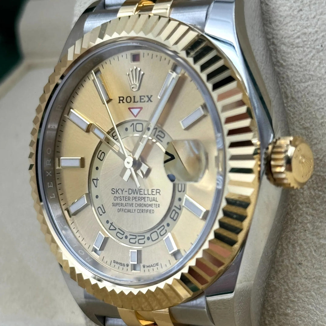 Rolex Sky-Dweller 42mm Champagne Dial 18kt Yellow Gold & Stainless Steel Jubilee Watch 336933-0002