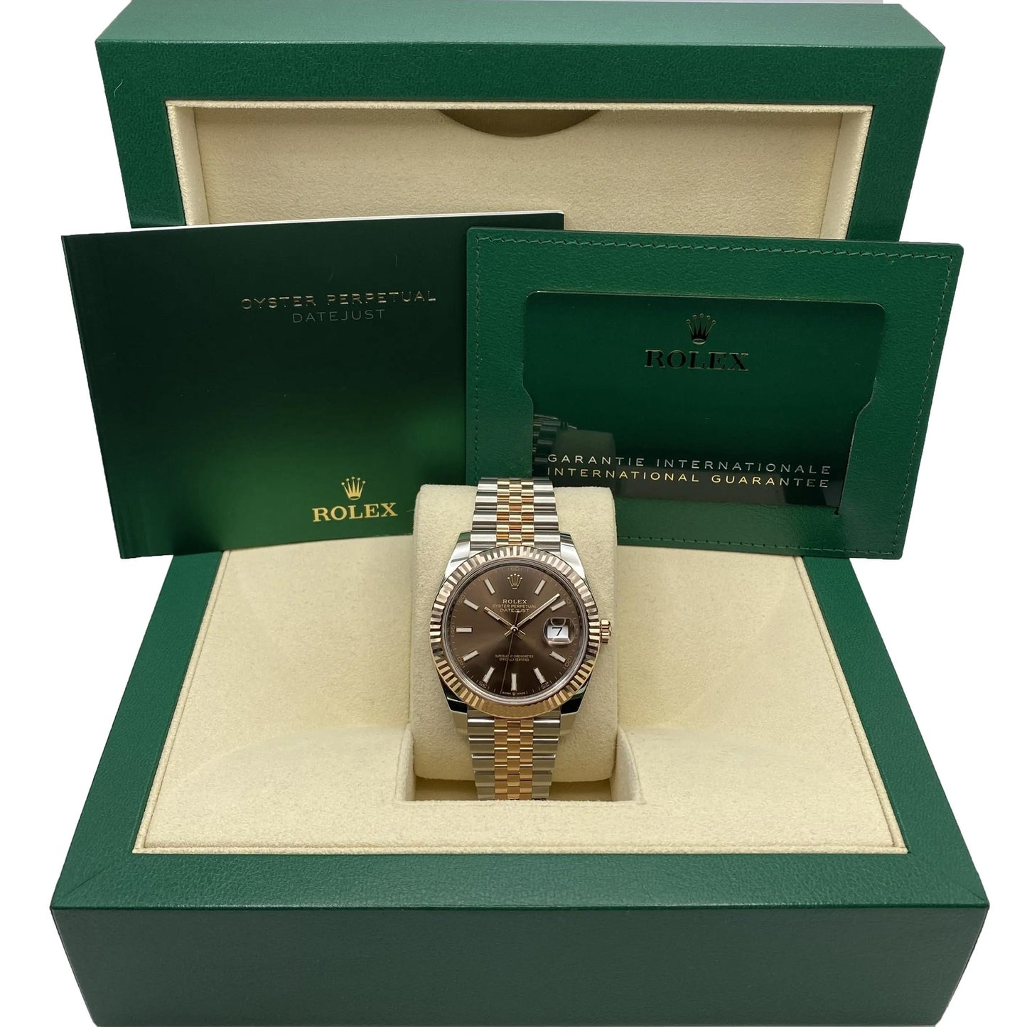 Rolex Datejust 41 Chocolate Dial Fluted Bezel Two-Tone Everose Gold Watch 126331