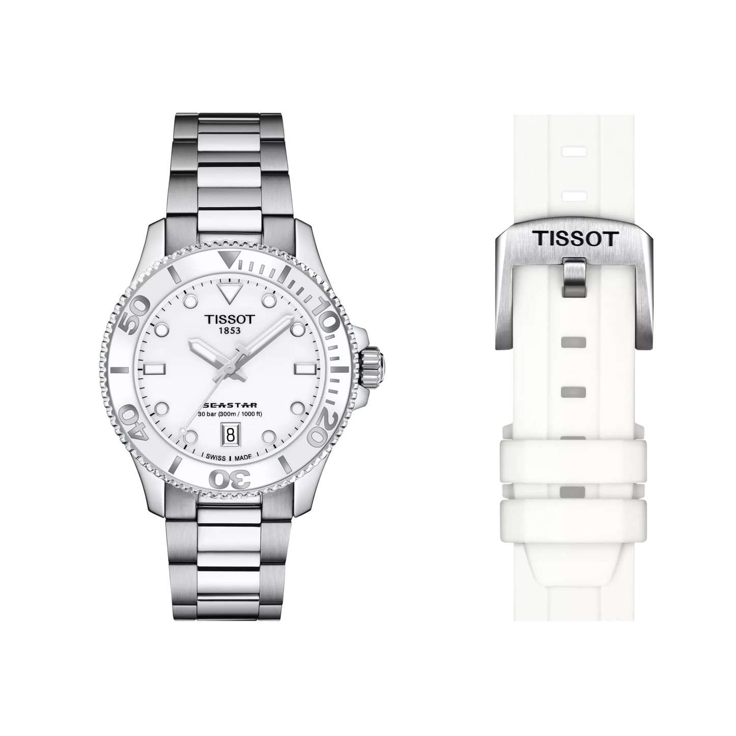 Tissot Seastar 36mm White Dial Stainless Steel Quartz Men's Dive Watch T120.210.11.011.00