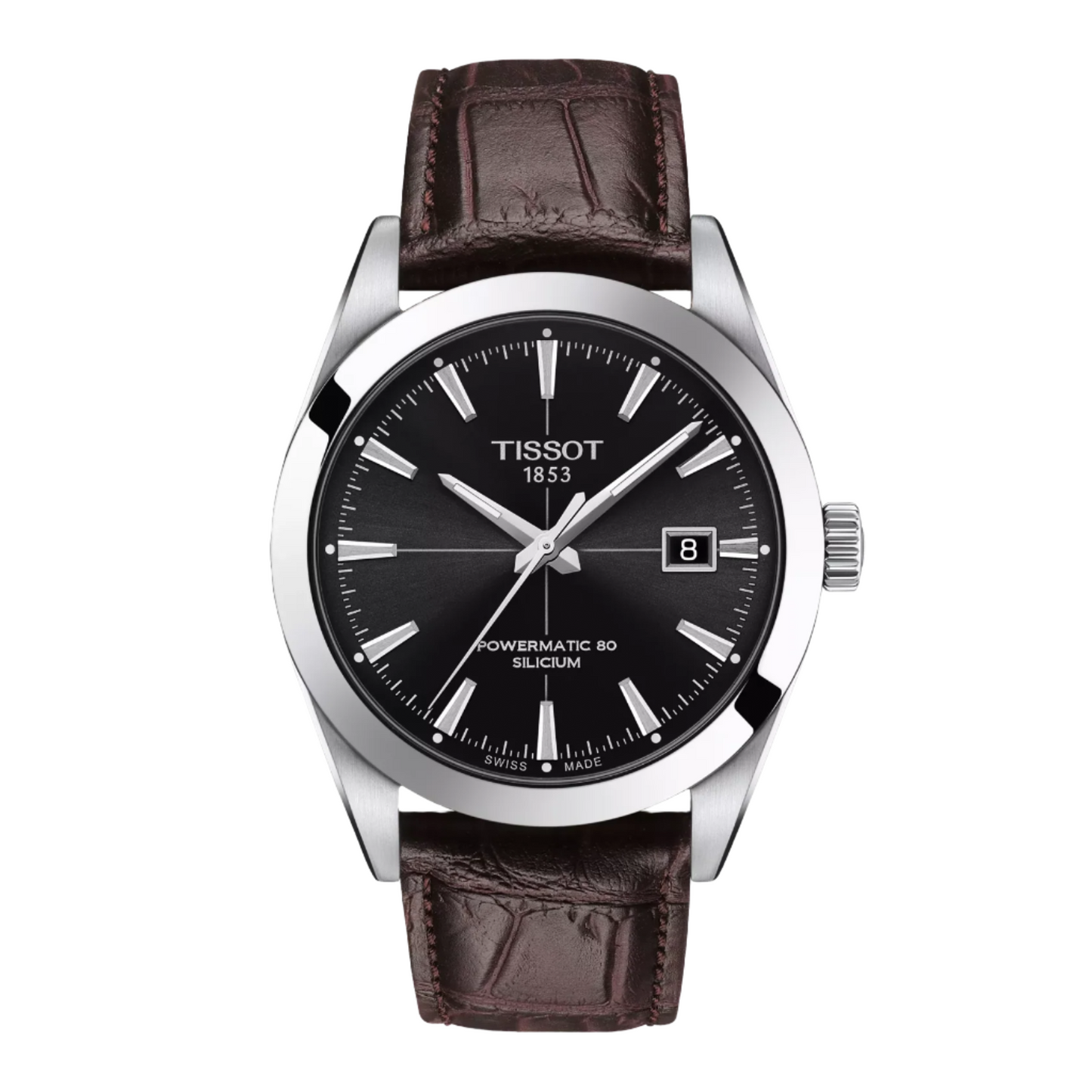Tissot Gentleman Powermatic 80 Black Dial Brown Leather Automatic Watch T127.407.16.051.01