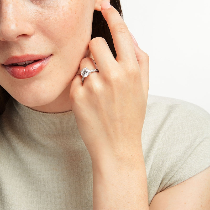 3-1/2 CT. T.W. Round-Cut Lab-Grown Diamond Ring (14K White Gold)