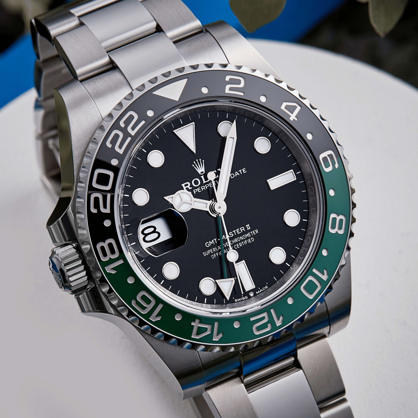 Rolex GMT-Master II Black Dial Black Green Bezel Stainless Steel Watch 126720VTNR-0001