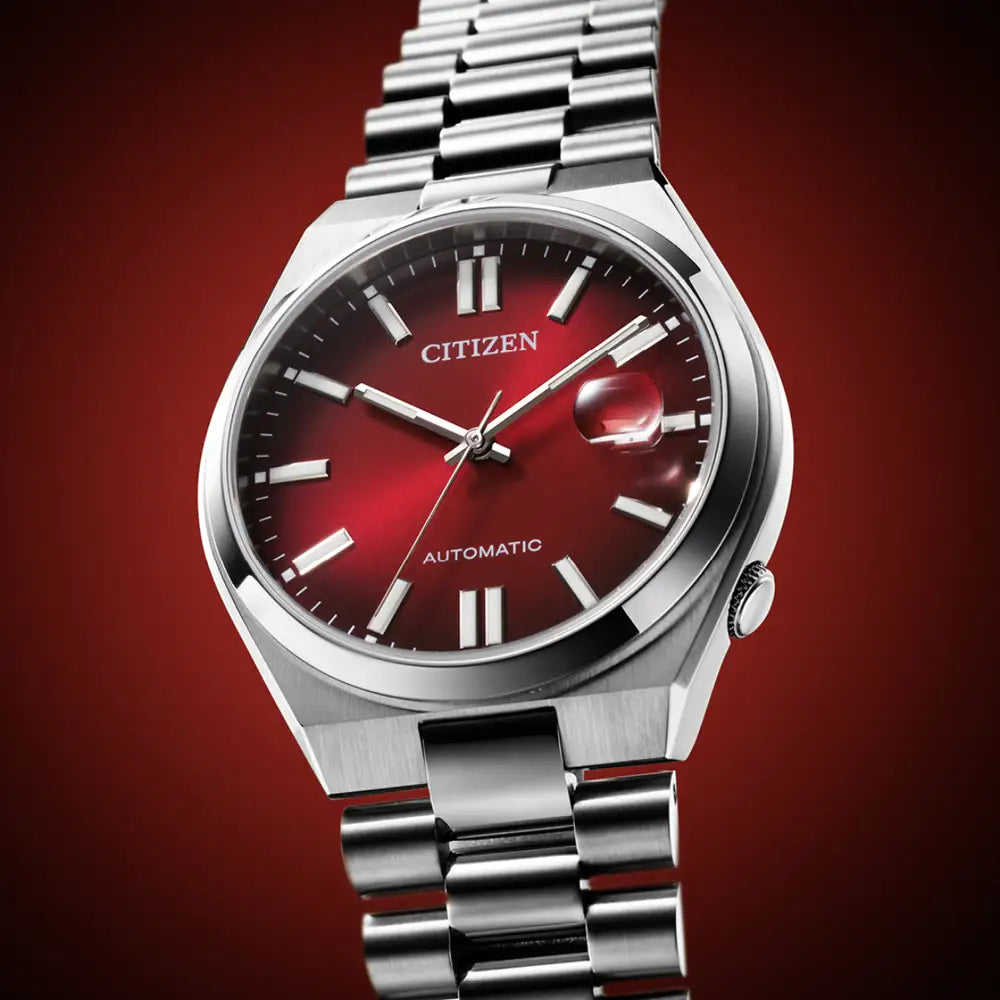 Citizen Tsuyosa NJ0150-56W – Men's Automatic Burgundy Dial Watch with Sapphire Crystal & Stainless Steel Bracelet