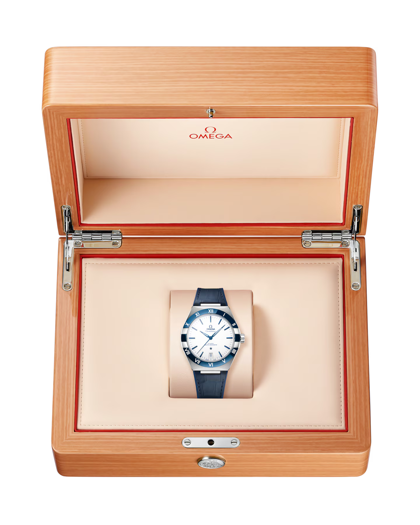 Omega Constellation White Dial Blue Ceramic Bezel Leather Strap 41mm Watch 131.33.41.21.04.001