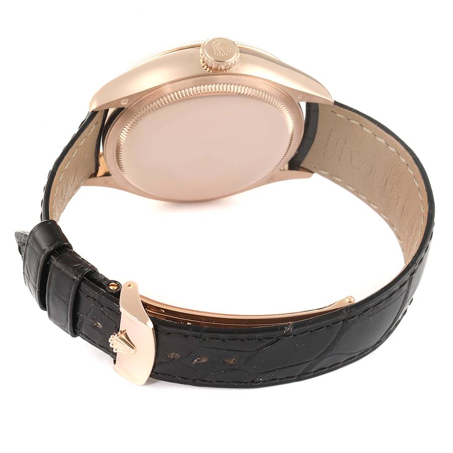 Rolex Cellini Moonphase White Dial Automatic 18K Everose Gold Brown Leather Men's Watch 50535WSBRL