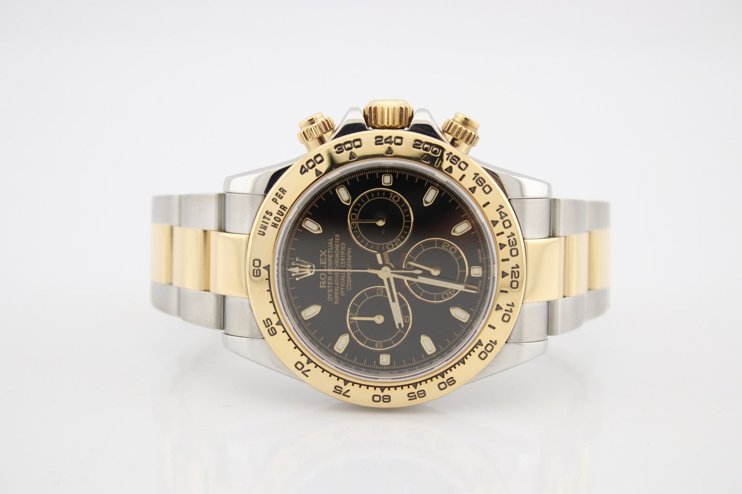 Rolex Daytona Black Dial Tachymeter Bezel Two-Tone Yellow Gold Watch 116503BKSO