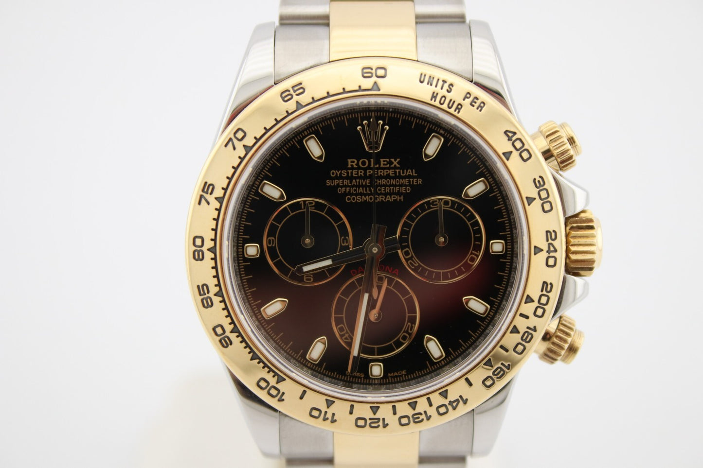 Rolex Daytona Black Dial Tachymeter Bezel Two-Tone Yellow Gold Watch 116503BKSO