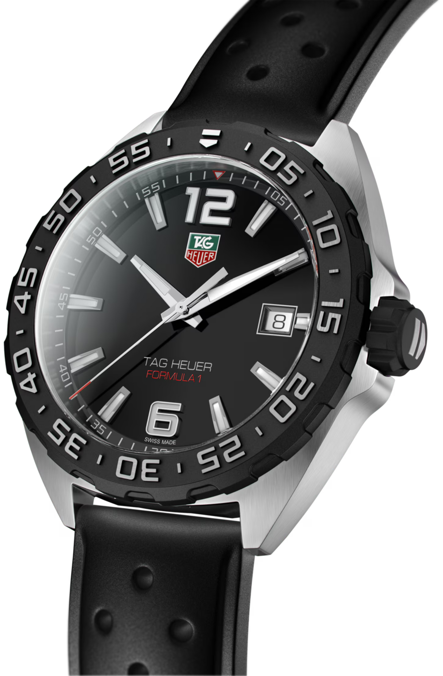 Tag Heuer Formula 1 WAZ1110.FT8023 – Men's 41mm Stainless Steel Quartz Sport Watch with Black Dial, Titanium Carbide Bezel & Rubber Strap