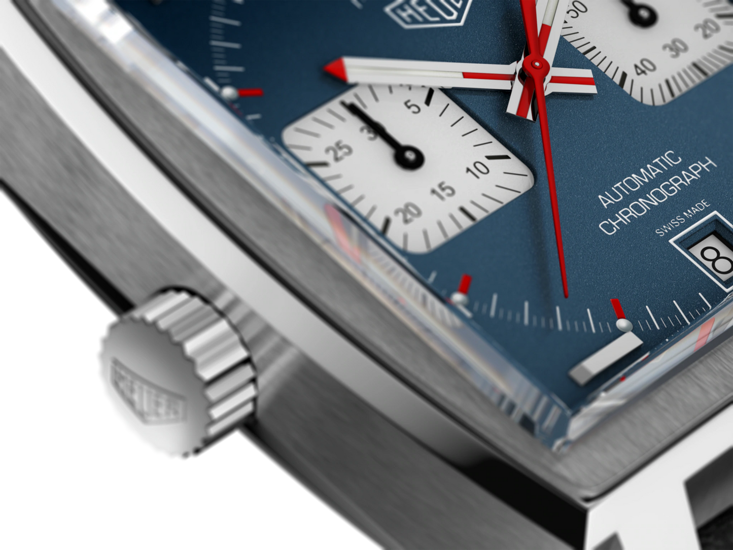 Tag Heuer Monaco CAW211P.FC6356 – Men's 39mm Square Stainless Steel Automatic Chronograph with 'Denim' Blue Dial & Black Leather Strap