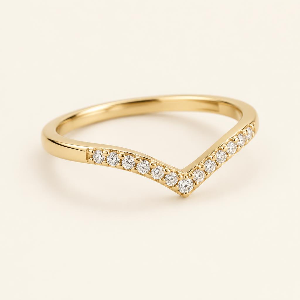 Illustrative 0.50 CT TW Lab-Grown Diamond Curved Wedding Band in 14K Gold