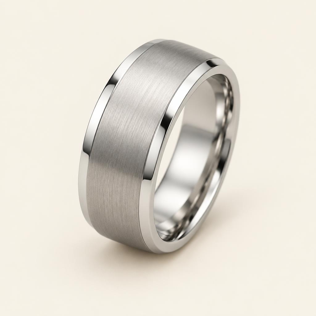 Illustrative Men's Brushed Wedding Band in 14K Gold