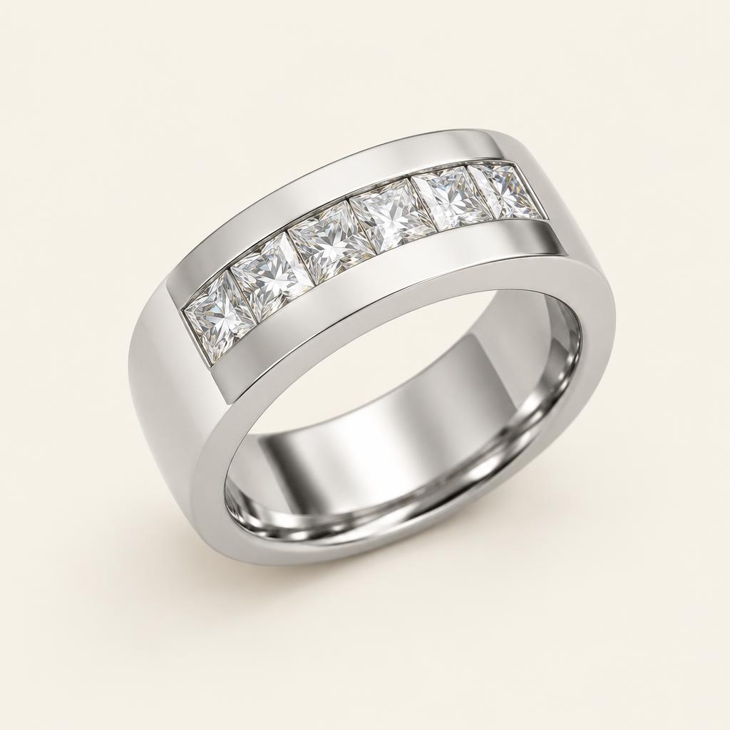 Illustrative 0.50 CT TW Lab-Grown Diamond Men's Channel-Set Wedding Band in 14K Gold