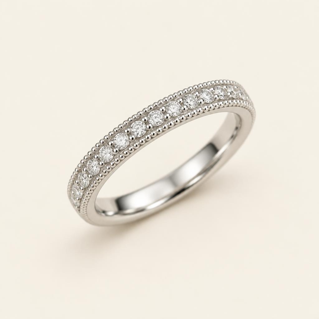 Illustrative 0.75 CT TW Lab-Grown Diamond Milgrain Wedding Band in 14K Gold