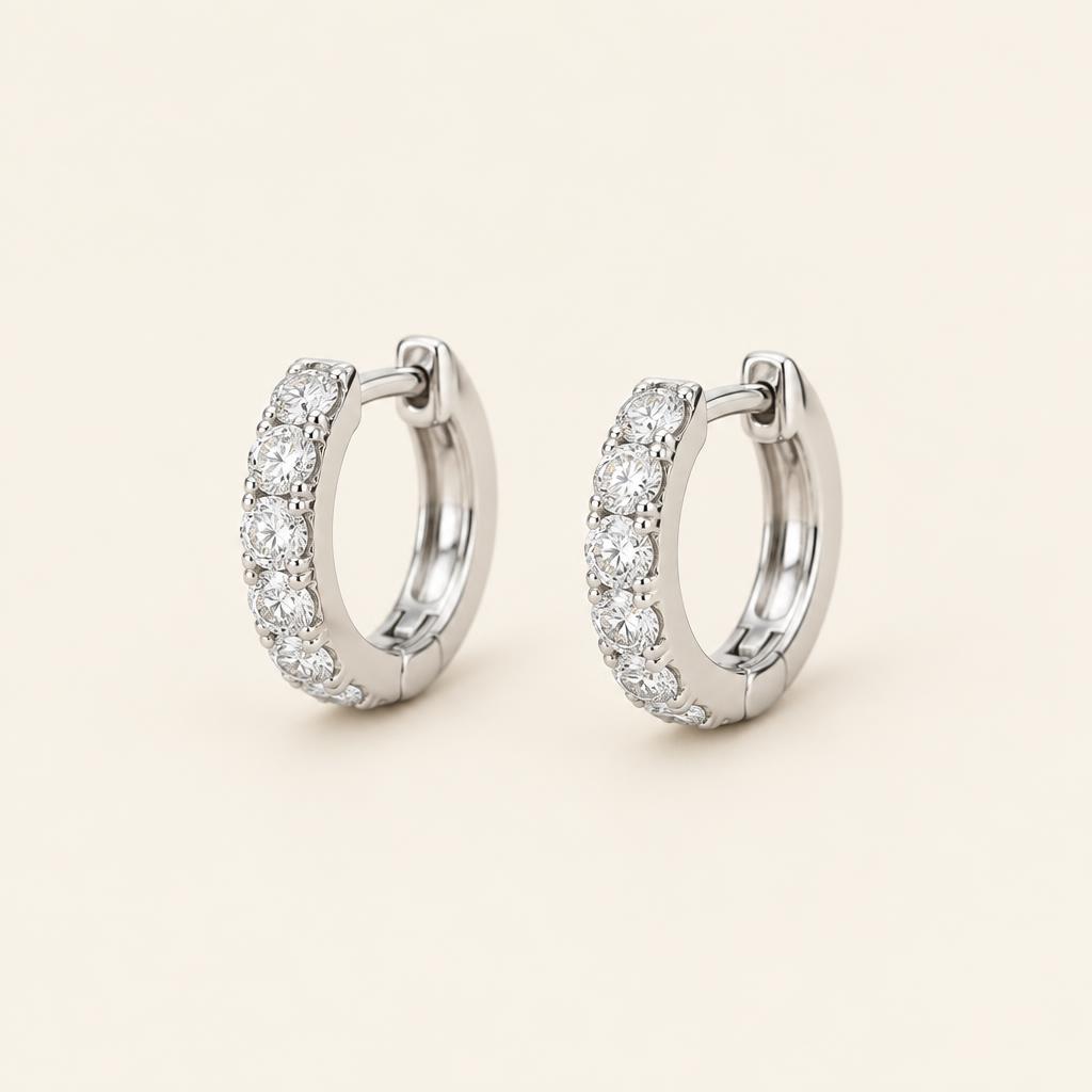 Illustrative matched pair: 1.00 CT TW Lab-Grown Diamond Huggie Hoop Earrings in 14K Gold