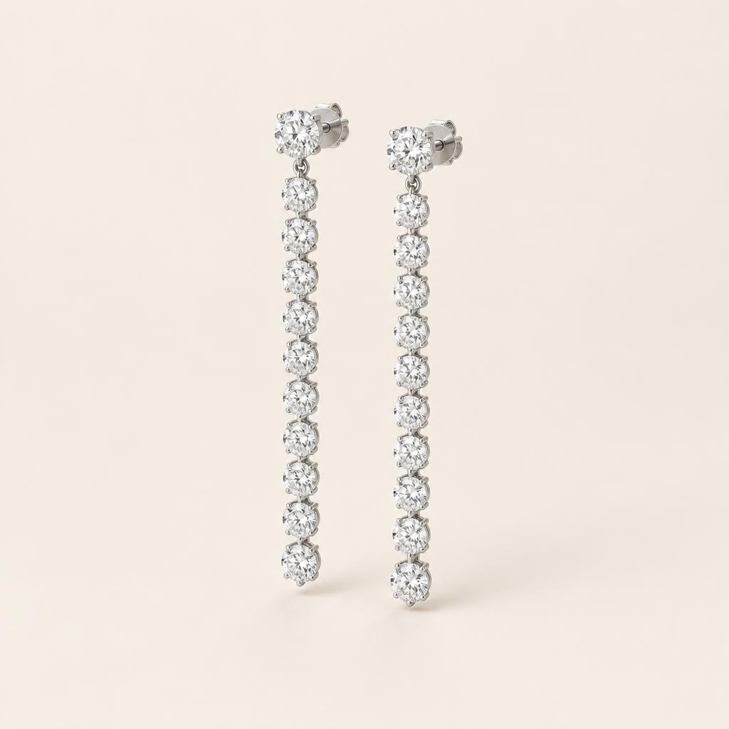 Illustrative matched pair: 4.00 CT TW Lab-Grown Diamond Tennis Drop Earrings in 14K Gold