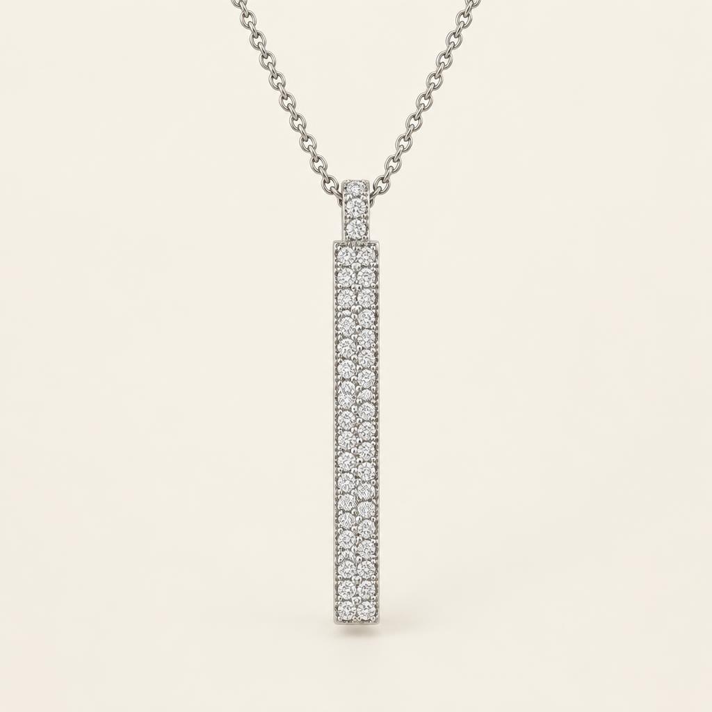 Illustrative 1.50 CT TW Lab-Grown Diamond Bar Pendant in 14K Gold