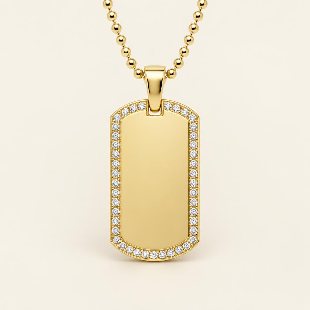 Illustrative 2.00 CT TW Lab-Grown Diamond Dog Tag Pendant in 14K Gold