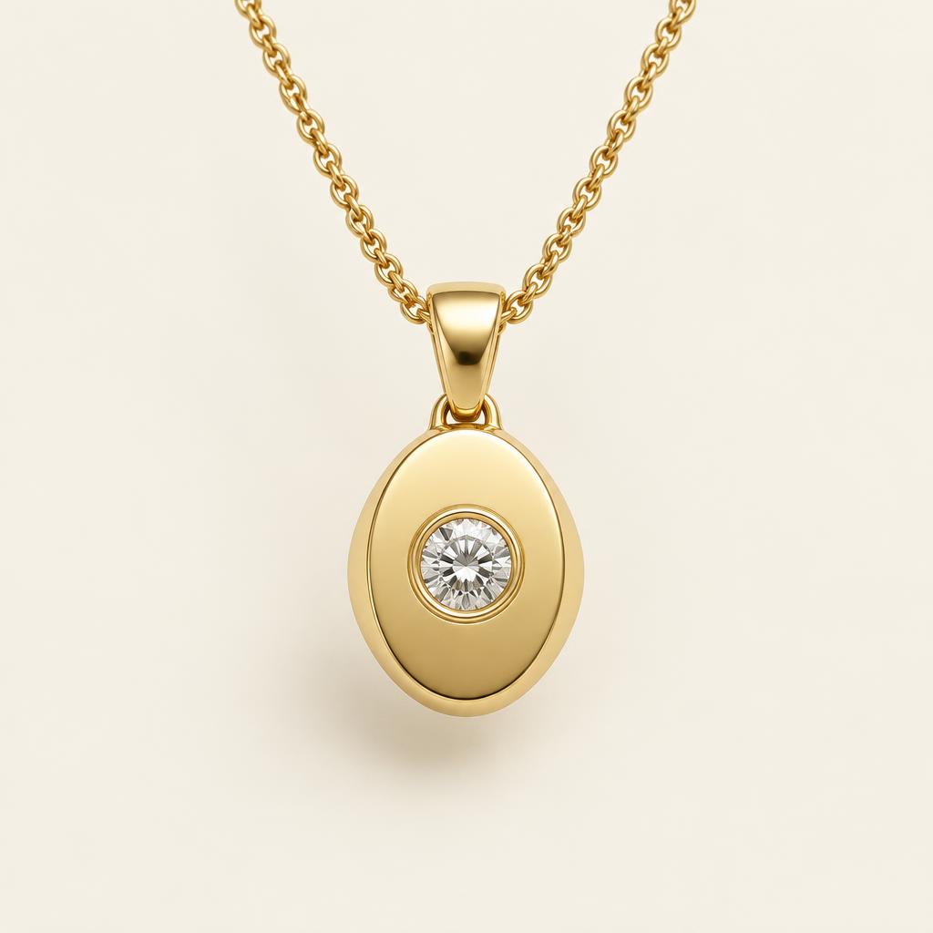 Illustrative 1.25 CT TW Signet-Style Lab-Grown Diamond Pendant in 14K Gold