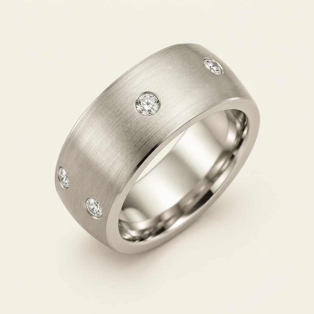 Illustrative 0.50 CT TW Lab-Grown Diamond Men's Brushed Gold Band in 14K Gold