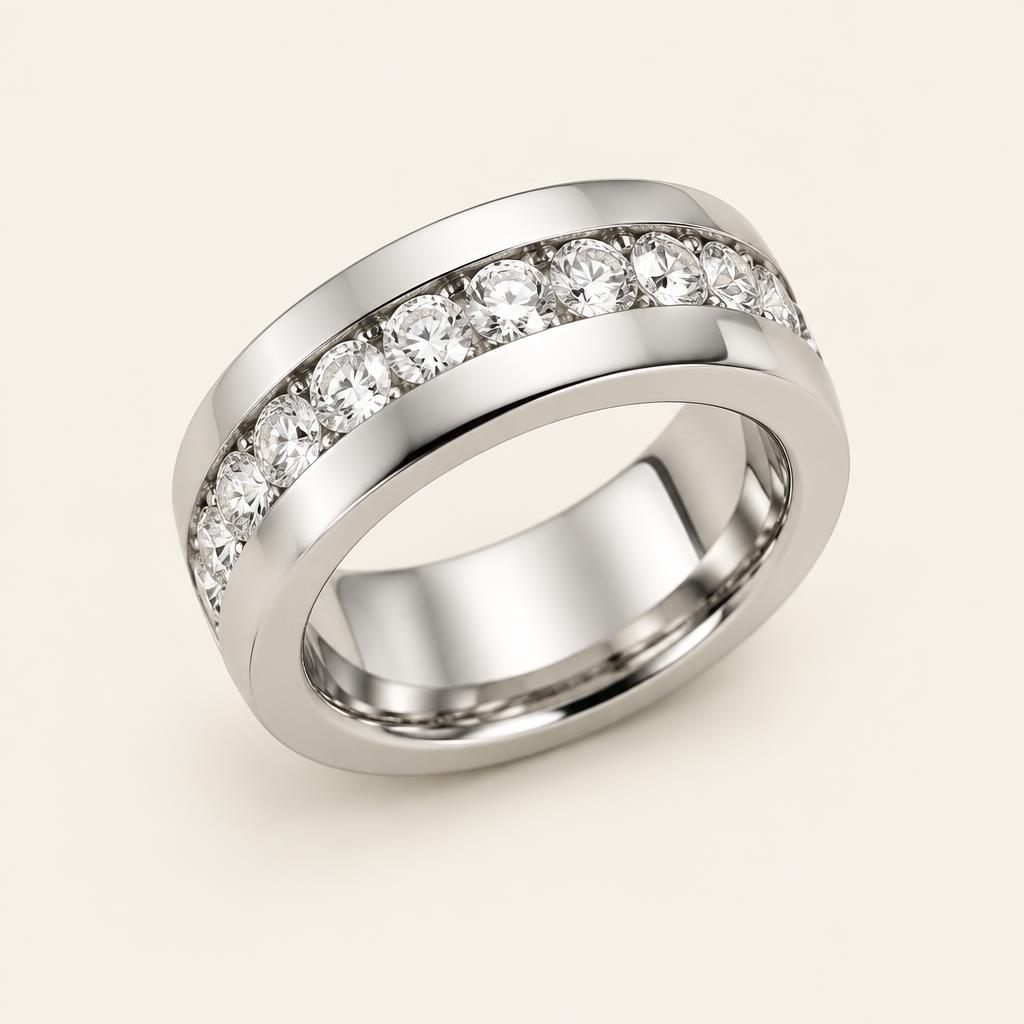 Illustrative 0.75 CT TW Lab-Grown Diamond Men's Channel-Set Wedding Band in 14K Gold