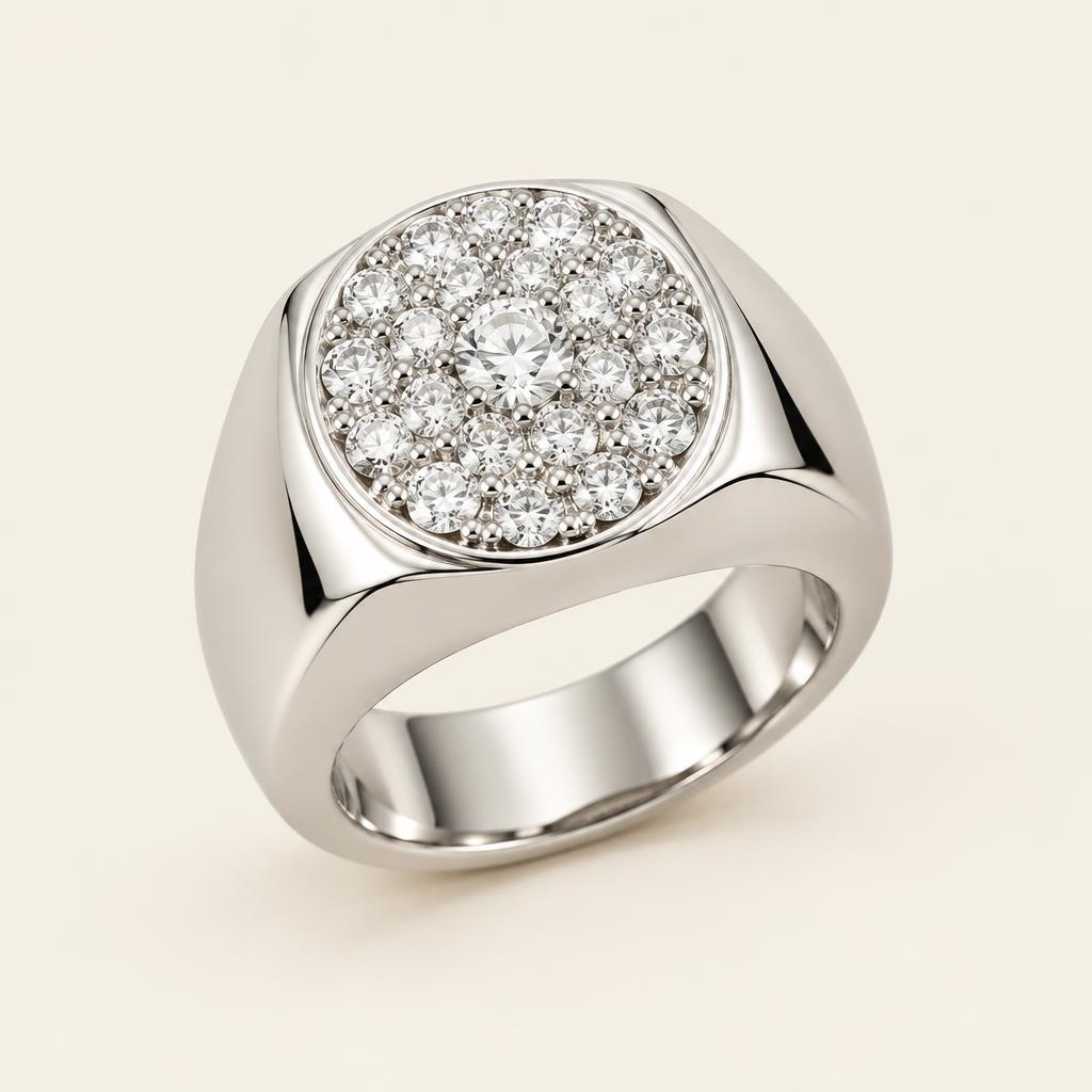 Illustrative 2.50 CT TW Lab-Grown Diamond Men's Cluster Pinky Ring in 14K Gold