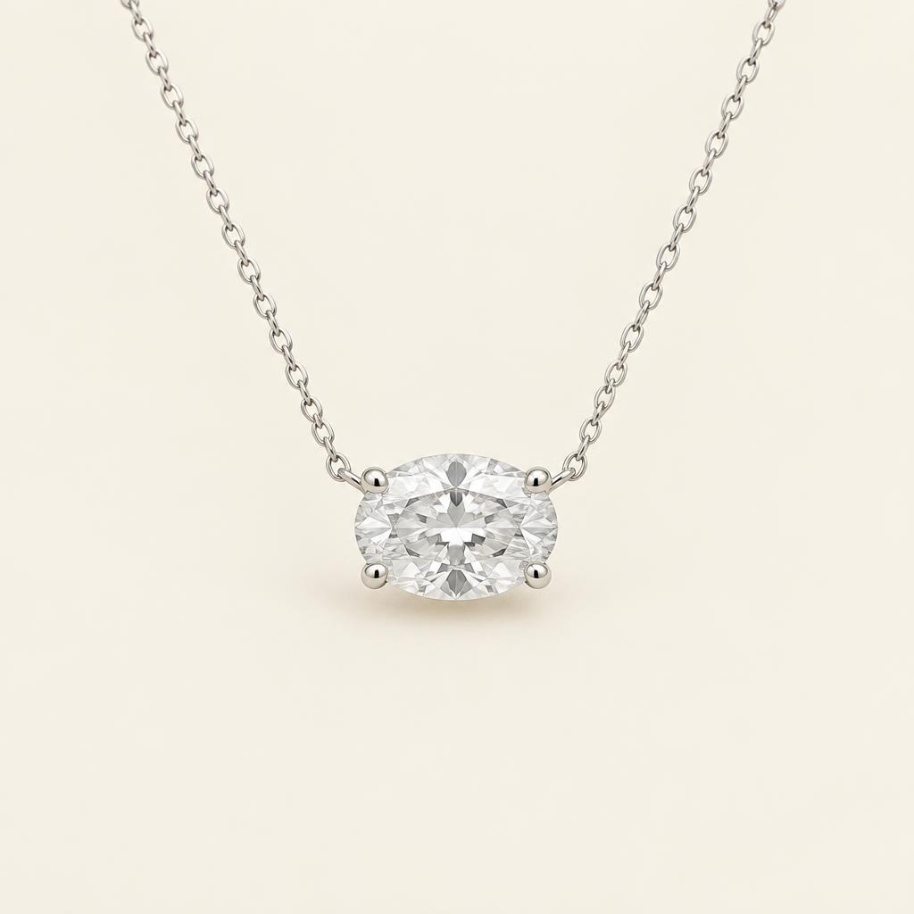 Illustrative 1.50 CT East-West Oval Lab-Grown Diamond Pendant in 14K Gold