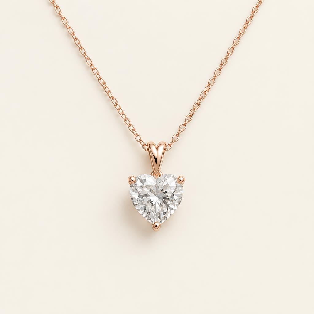 Illustrative 1.25 CT TW Heart Lab-Grown Diamond Pendant in 14K Gold