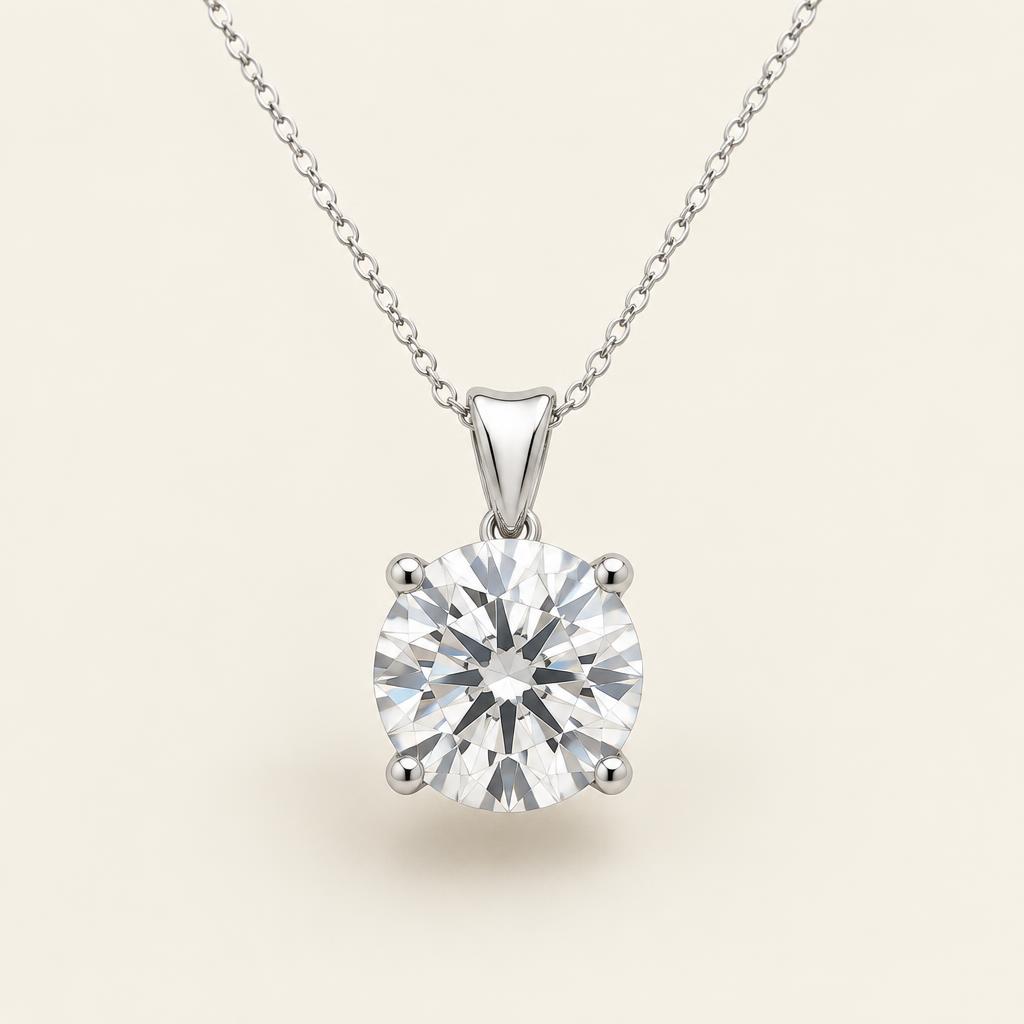Illustrative 2.00 CT Round Lab-Grown Diamond Solitaire Pendant in 14K Gold