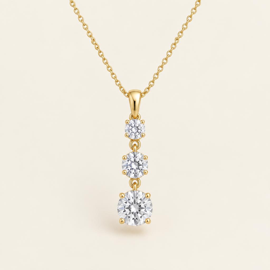 Illustrative 1.50 CT TW Three-Stone Lab-Grown Diamond Pendant in 14K Gold