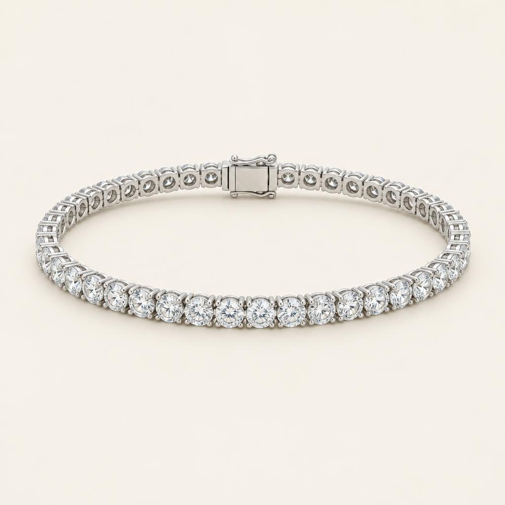 Illustrative white gold lab-grown diamond tennis bracelet