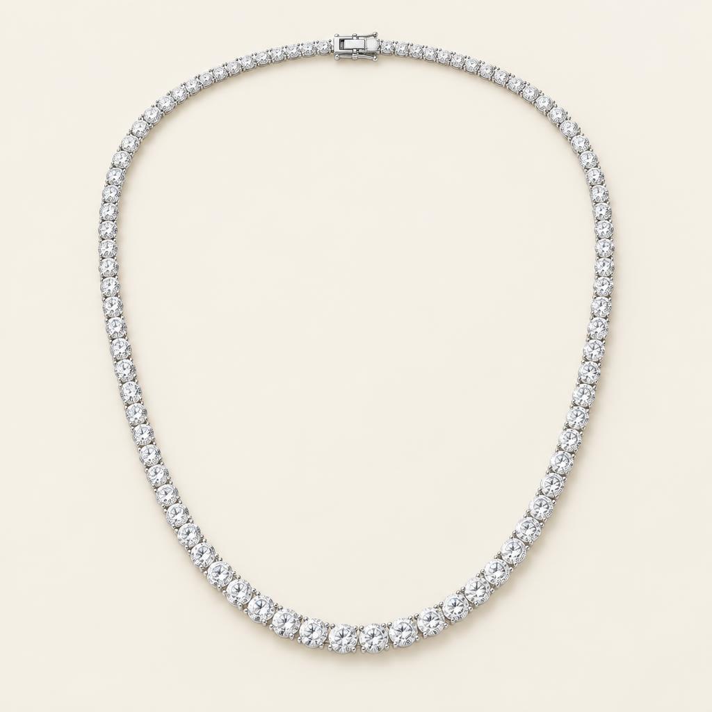 Illustrative white gold lab-grown diamond tennis necklace