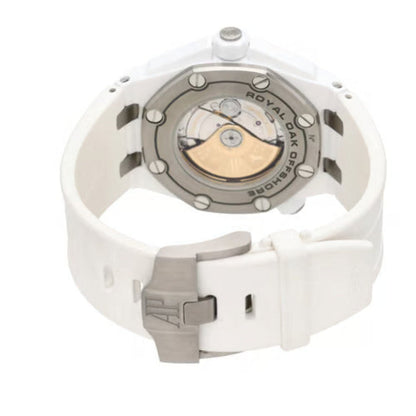 White watch with visible brand logo on a white background