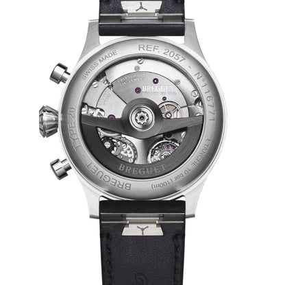 Breguet Type 20 2057ST/92/3WU Men’s 42mm Chronograph Watch – Stainless Steel, Black Dial, Calibre 7281, Leather Strap