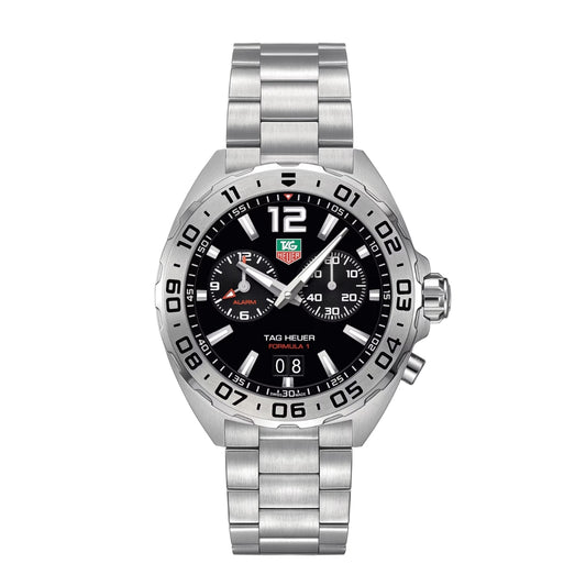 Tag Heuer Formula 1 WAZ111A.BA0875 Men’s 41mm Black Dial Quartz Alarm Watch – Stainless Steel Bracelet, 200M Water Resistance