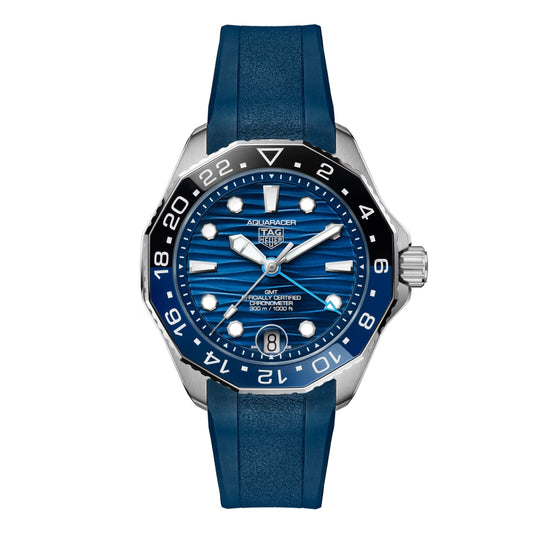Tag Heuer Aquaracer WBP5114.FT6259 Men’s 42mm Automatic Watch – Blue Dial, Batman Ceramic Bezel, Rubber Strap, 300M Diver