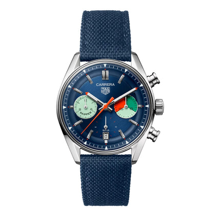 Tag Heuer Carrera Skipper CBS2213.FN6002 Men’s 39mm Blue Dial Automatic Chronograph Watch – Stainless Steel Case, Textile Strap, 80-Hour Power Reserve