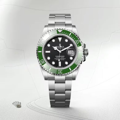 Rolex Submariner “Kermit” M126610LV Men’s 41mm Stainless Steel Automatic Dive Watch – Black Dial, Green Ceramic Bezel