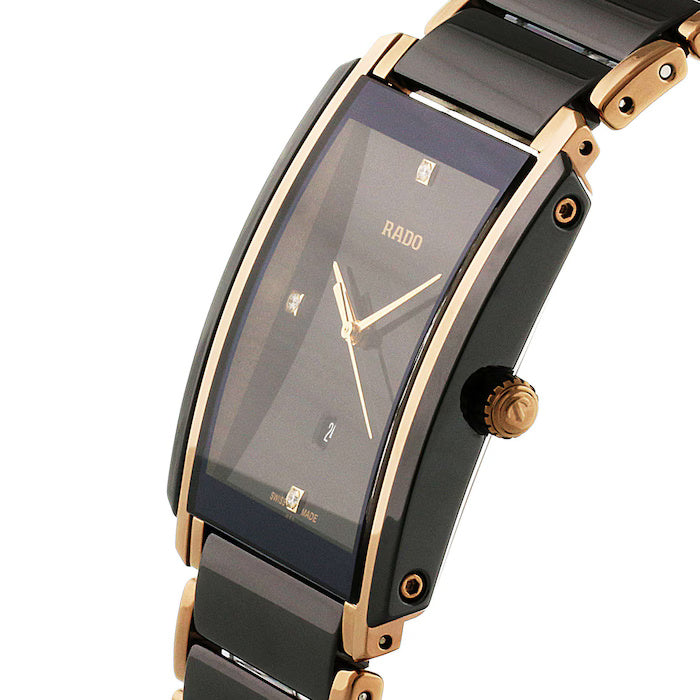 Rado R20207712 – Men's Integral Quartz Watch, 41mm Black High-Tech Ceramic Case with Rose Gold PVD Accents, Diamond Hour Markers, ETA Caliber E61.111, 50M Water Resistance