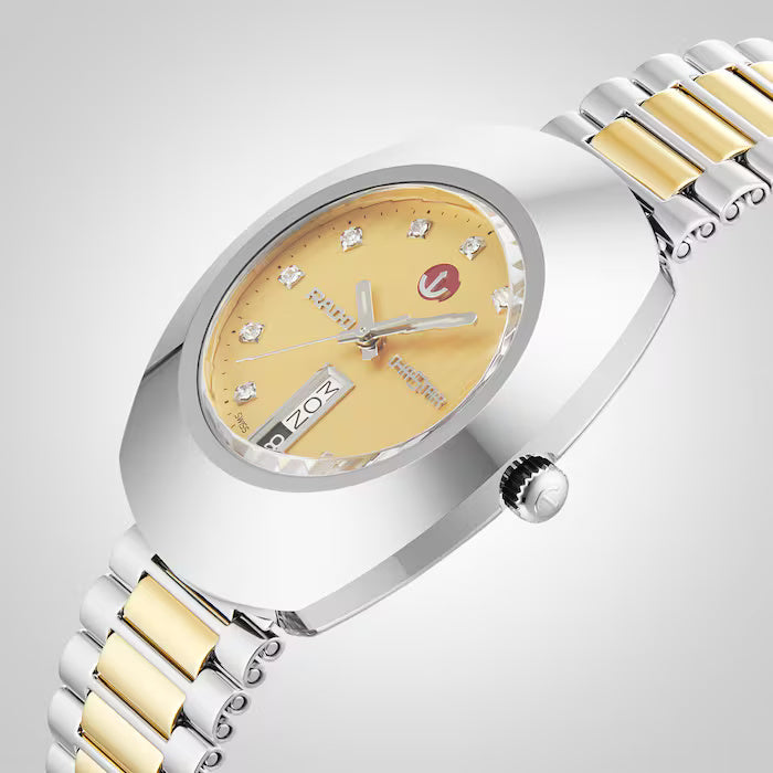 Rado R12408633 – Men's Original Diastar Automatic Watch, 35mm Two-Tone Stainless Steel Case with Champagne Diamond Dial, ETA 2836-2 Movement, 38-Hour Power Reserve