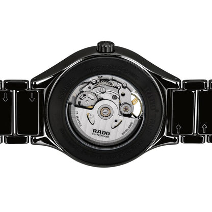 Rado R27107152 – Men's True Secret Automatic Watch, 40mm Black Ceramic Case & Bracelet, Transparent Back, Silver Hands, Sapphire Crystal, 50M WR