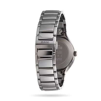 Rado R27057712 – Men's True Automatic Watch, 40mm Plasma High-Tech Ceramic Case with Grey Diamond Dial, Rose Gold-Tone Hands, Date Display, 50M Water Resistance