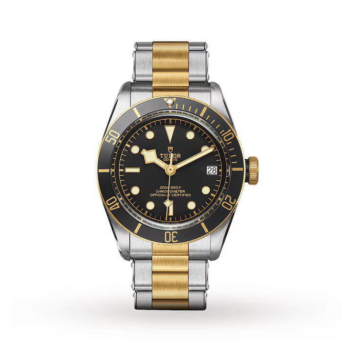 Tudor Heritage Black Bay S&G M79733N-0008 – Men's Automatic Two-Tone Stainless Steel Watch, Black Dial, Gold Bezel, 70-H Power Reserve & 200M WR